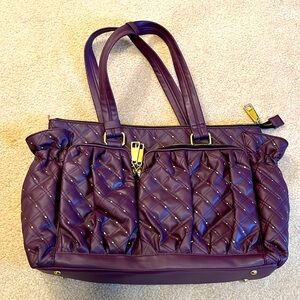 Large purple studded tote bag, diaper bag, lots of storage